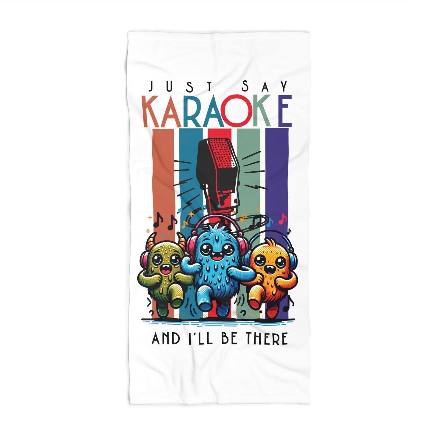 Kawaii Karaoke Gift Beach Towel - White