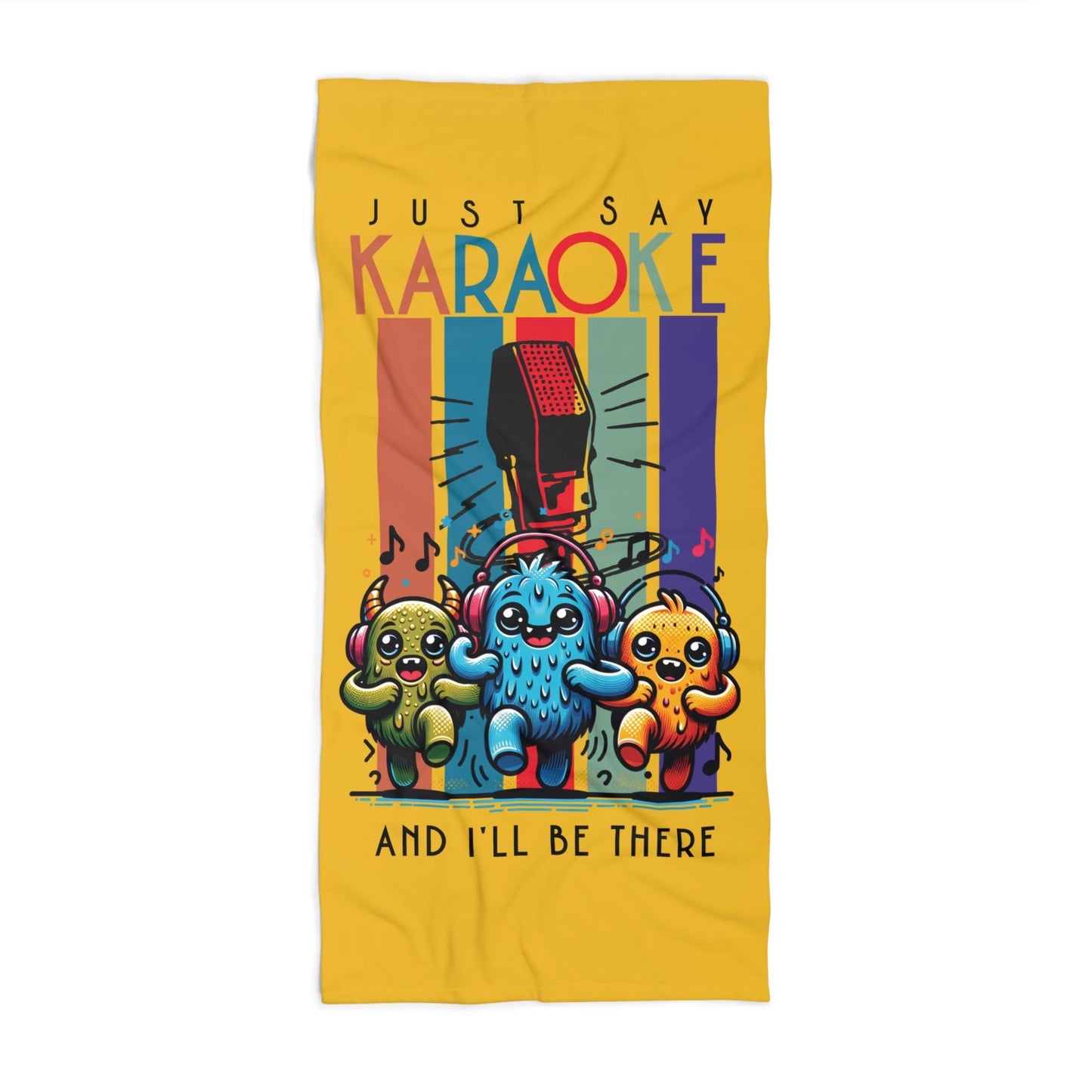 Kawaii Karaoke Gift Beach Towel - Yellow