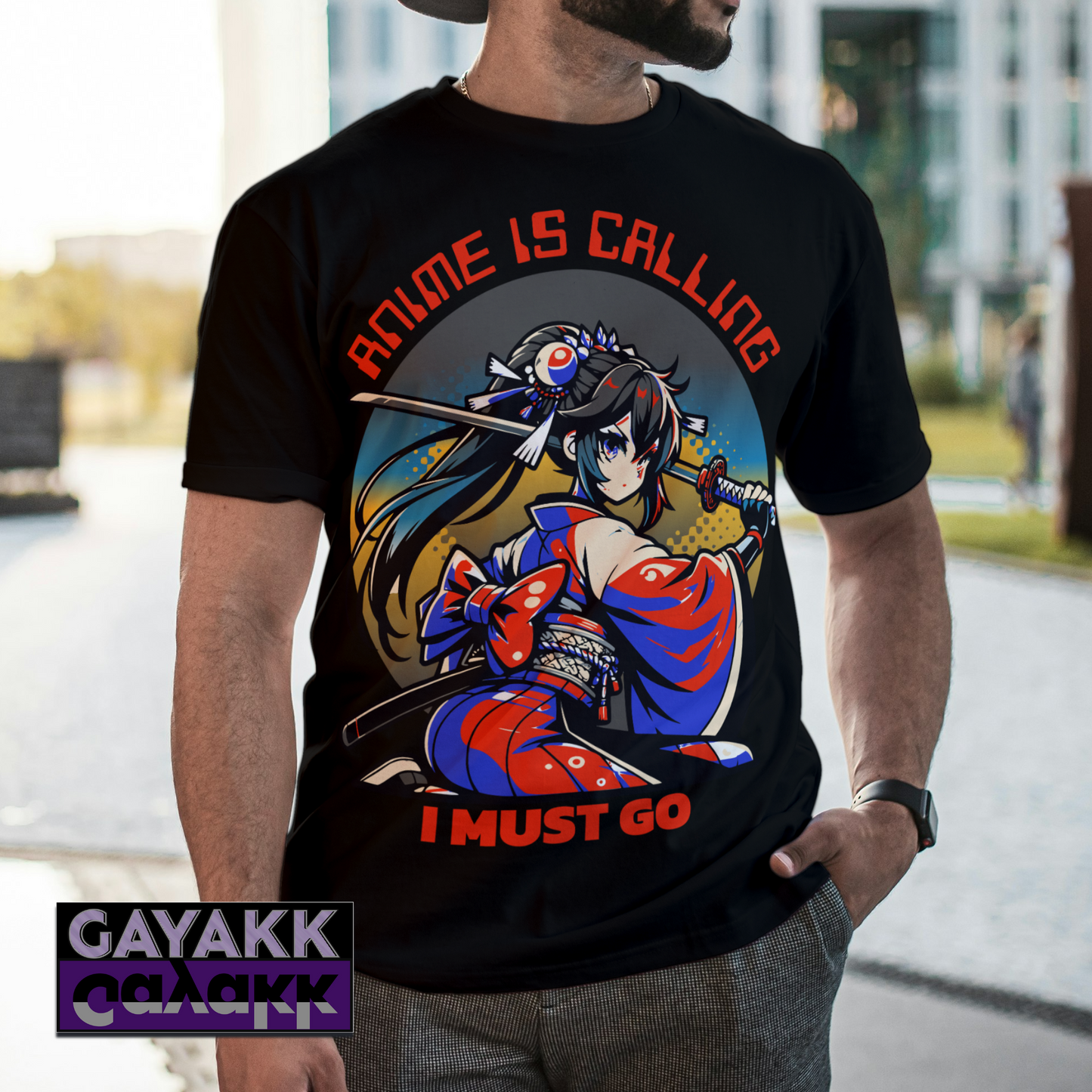 Anime Is Calling I Have To Go T-Shirt, Anime Samurai Geisha Character Inspired Manga Tshirt