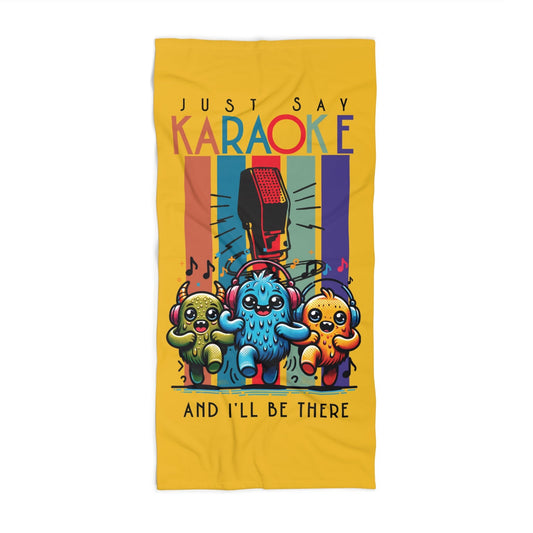 Kawaii Karaoke Gift Beach Towel - Yellow