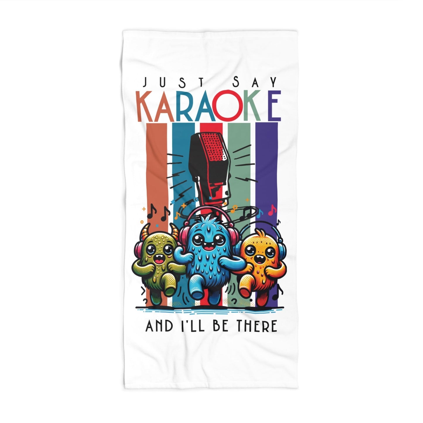 Kawaii Karaoke Gift Beach Towel - White